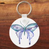 Aquarellblauer lila Schmetterling Schlüsselanhänger (Vorderseite)