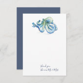 Aquarellblauer Oktopus Danke Stationery Mitteilungskarte (Vorne/Hinten)