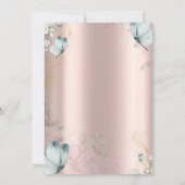 Aquarellblauer Schmetterling Rose Gold Geburtstag Einladung (Rückseite)