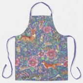 Aquarellblauer Wald Tierblumenart Hübsch Schürze (Vorderseite)