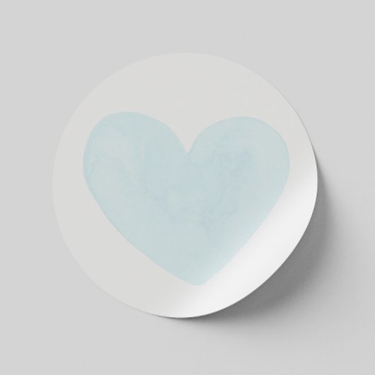 Aquarellblaues Herz. Valentine / Babydusche Runder Aufkleber