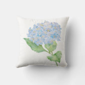 Aquarellblaues Hydrangea-Wurfs-Kissen Kissen (Rückseite)