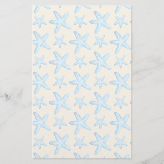 Aquarellblaues Starfish-Muster Briefpapier (Vorderseite)
