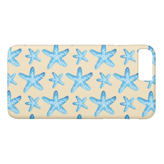 Aquarellblaues Starfish-Muster Case-Mate iPhone Hülle (Rückseite (Horizontal))