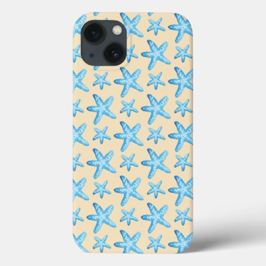 Aquarellblaues Starfish-Muster Case-Mate iPhone Hülle (Rückseite)