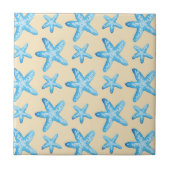 Aquarellblaues Starfish-Muster Fliese (Vorderseite)