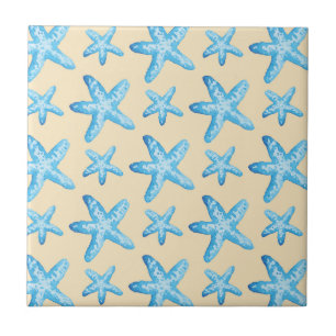 Aquarellblaues Starfish-Muster Fliese