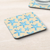 Aquarellblaues Starfish-Muster Getränkeuntersetzer (Linke Seite)