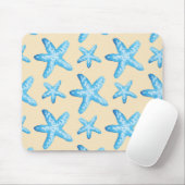 Aquarellblaues Starfish-Muster Mousepad (Mit Mouse)