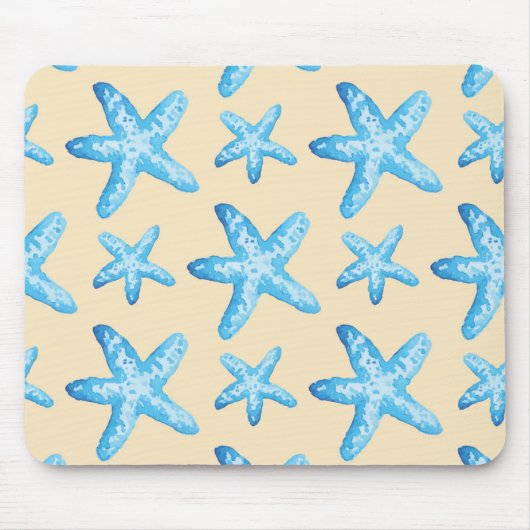 Aquarellblaues Starfish-Muster Mousepad (Vorne)