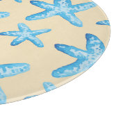 Aquarellblaues Starfish-Muster Schneidebrett (Ecke)