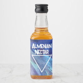 Aquarellblaues Telefon Alkoholflaschenetikett