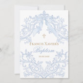 Aquarellblaues Wappen Taufe Einladung (Vorderseite)