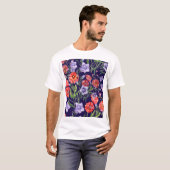 Aquarellblauglockenblumen-Mohn-Array T-Shirt (Vorne ganz)