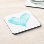 Aquarellblauherz Getränkeuntersetzer (Linke Seite)