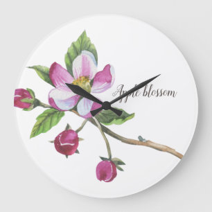 Aquarellblossom Große Wanduhr