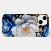 Aquarellblossom in blauen und weißen Blume, Case-Mate iPhone Hülle (Rückseite (Horizontal))