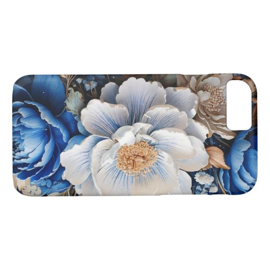 Aquarellblossom in blauen und weißen Blume, Case-Mate iPhone Hülle (Rückseite (Horizontal))