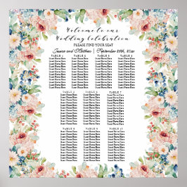 Aquarellblume 10 Tische Hochzeitssitze Poster