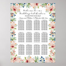 Aquarellblume 12 Tische Hochzeitssitze Poster