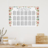 Aquarellblume 18 Tische Hochzeitssitze Poster (Küche)