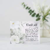 Aquarellblume | 1 Peter 5:7 Bibelverse Postkarte (Stehend Vorderseite)