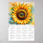 Aquarellblume 2025 Kalender Poster (Vorne)