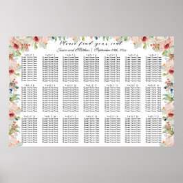 Aquarellblume 21 Tische Hochzeitssitze Poster
