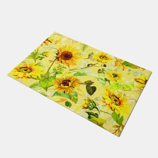 Aquarellblume 2 fußmatte (Schrägansicht)