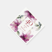 Aquarellblume 40. Ruby Hochzeitstag Serviette (Ecke)