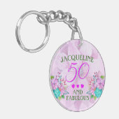 Aquarellblume 50 und fabelhaft schlüsselanhänger (Vorderseite links)