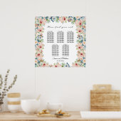 Aquarellblume 5 Tische Hochzeitssitze Poster (Küche)