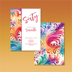 Aquarellblume 60. Geburtstag Einladung