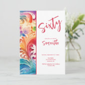 Aquarellblume 60. Geburtstag Einladung (Stehend Vorderseite)