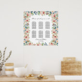 Aquarellblume 6 Tische Hochzeitssitze Poster (Küche)