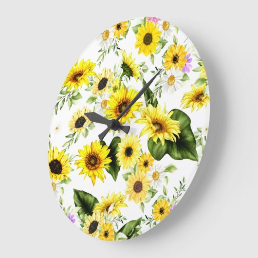 Aquarellblume 7 große wanduhr (Winkel)