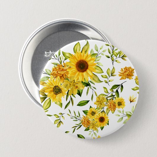 Aquarellblume 8 button (Vorne & Hinten)