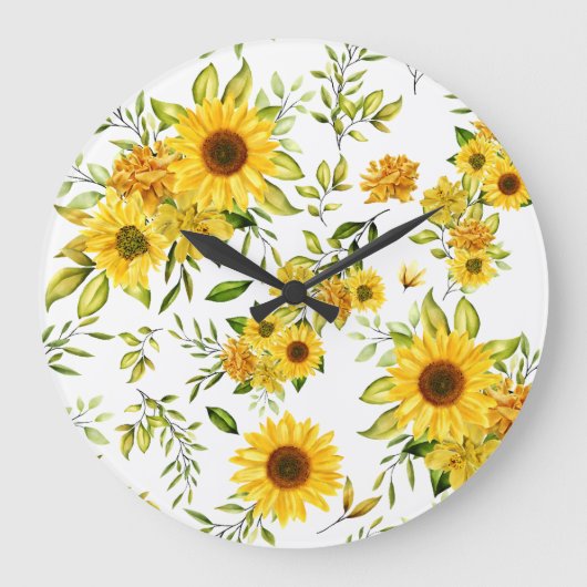 Aquarellblume 8 große wanduhr (Vorderseite)