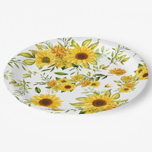 Aquarellblume 8 pappteller (Schrägansicht)