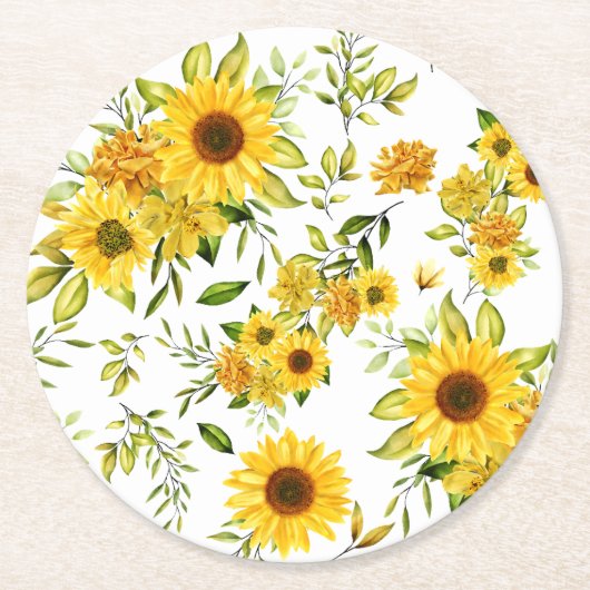 Aquarellblume 8 runder pappuntersetzer (Vorderseite)