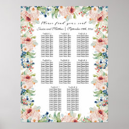 Aquarellblume 8 Tische Hochzeitssitze Poster