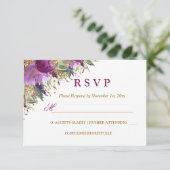 Aquarellblume Amethyst Wedding RSVP (Stehend Vorderseite)