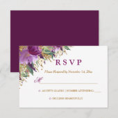 Aquarellblume Amethyst Wedding RSVP (Vorne/Hinten)