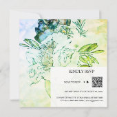 *~* Aquarellblume AR15 QR UAWG Ombre WEDDING Einladung (Rückseite)