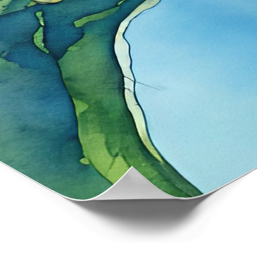 Aquarellblume auf einem blauen Hintergrund Poster (Ecke)