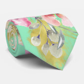 Aquarellblume auf Neo Mint Krawatte (Gerollt)