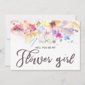 Aquarellblume Bleiben Sie mein Blumenmädchen Einladung (Vorderseite)
