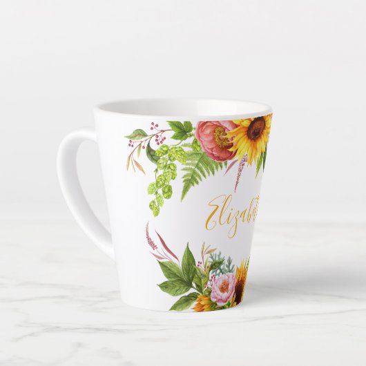 Aquarellblume Blumengelb Name Milchtasse (Linke Ecke)