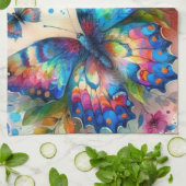 Aquarellblume Blütenblume Blume Blau Rosa Geschirrtuch (Gefaltet)