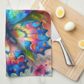 Aquarellblume Blütenblume Blume Blau Rosa Geschirrtuch (Viertel Falte)